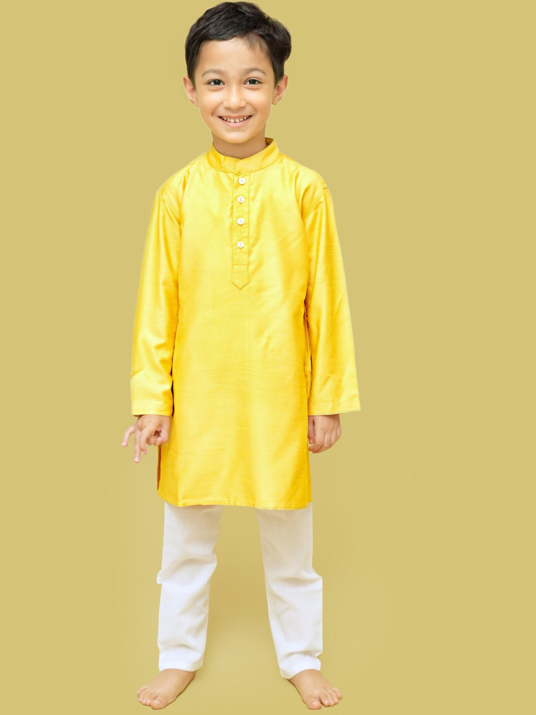 

Klephant Boys Mandarin Collar Straight Kurta, Yellow