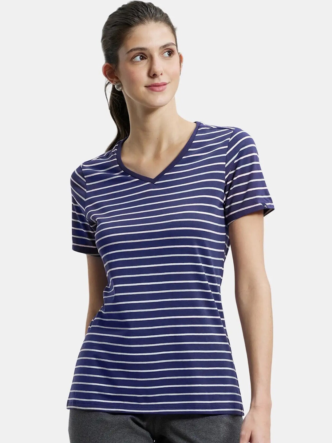 

Jockey Striped V-Neck T-shirt, Navy blue