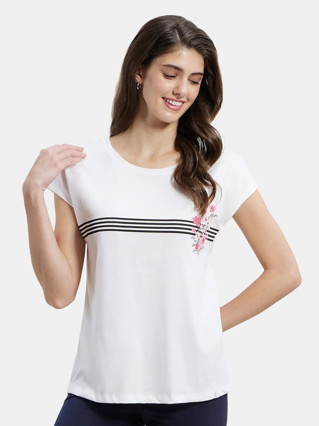 

Jockey Graphic Printed Super Combed Cotton Relaxed Fit T-shirt -AW54, White