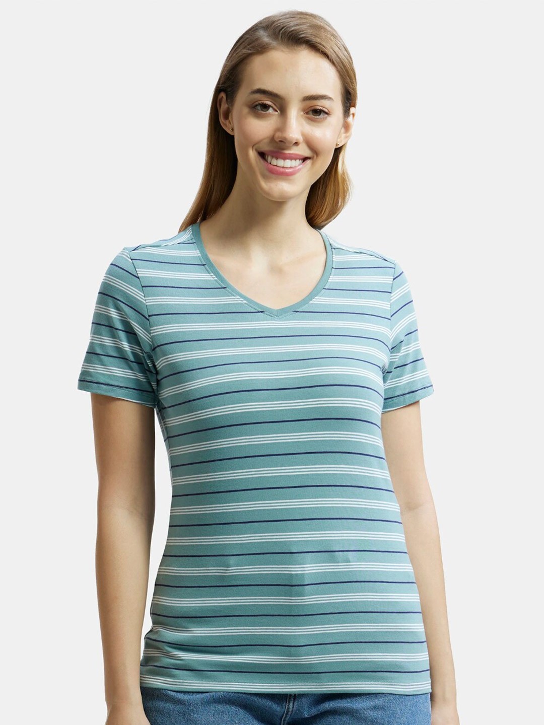 

Jockey Super Combed Cotton Regular Fit Yarn Dyed Striped T-shirt-AW22, Green