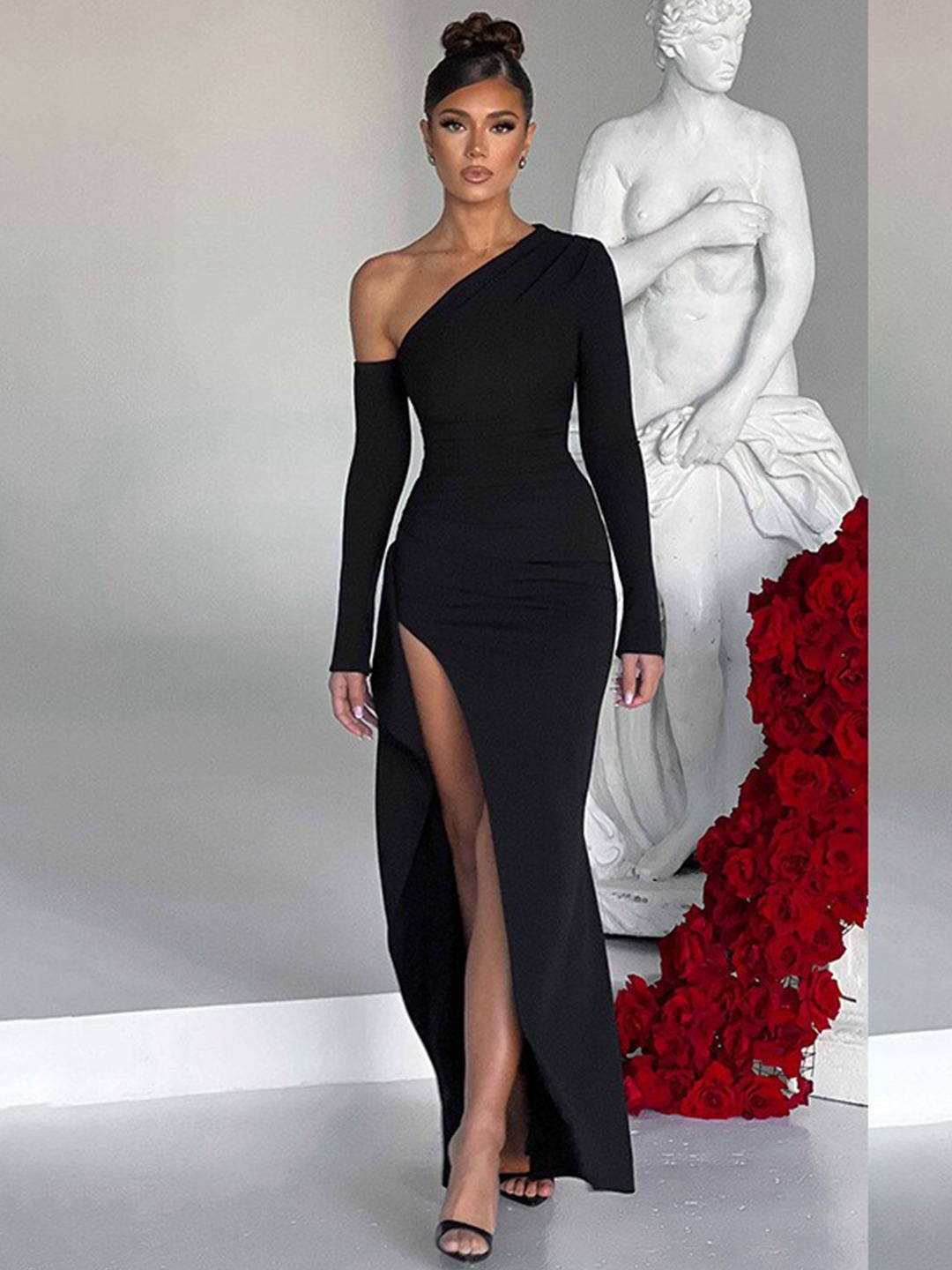 

StyleCast Black One Shoulder Bodycon Maxi Dress