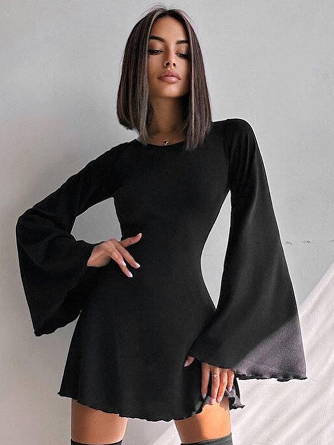 

StyleCast Black Flared Sleeves A-line Mini Dress