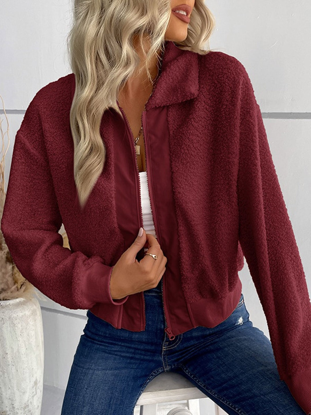 

StyleCast Maroon Insulator Longline Bomber Jacket