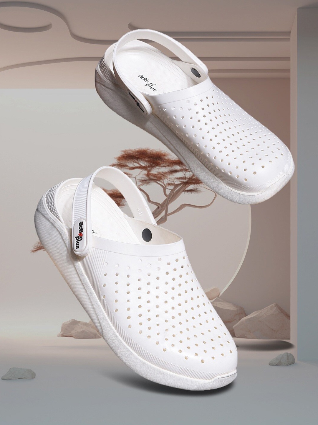 

Action Plus Men Self Design Rubber Clogs, White