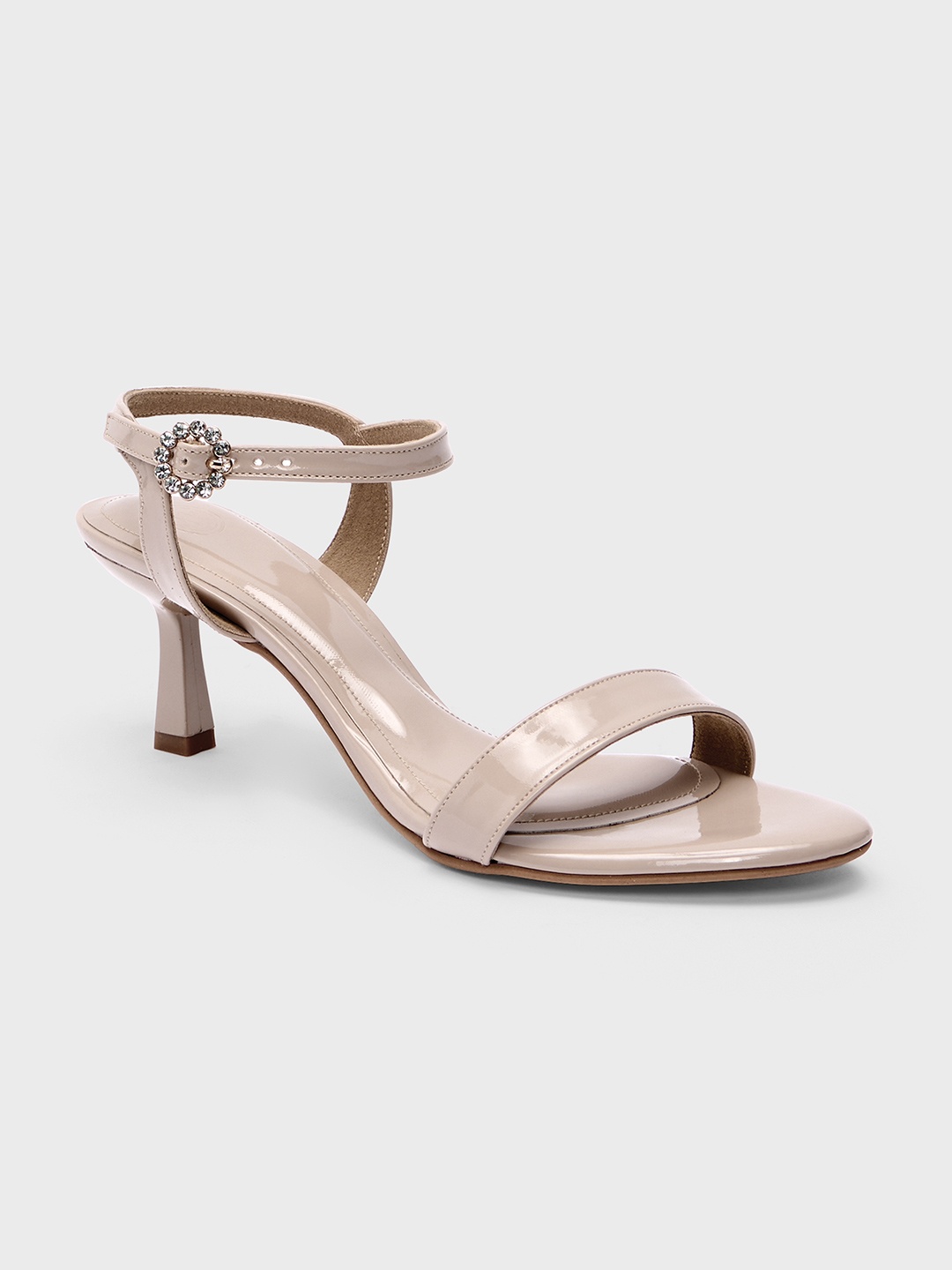 

20Dresses Nude-Coloured Embellished Buckle Open Toe Slim Heels