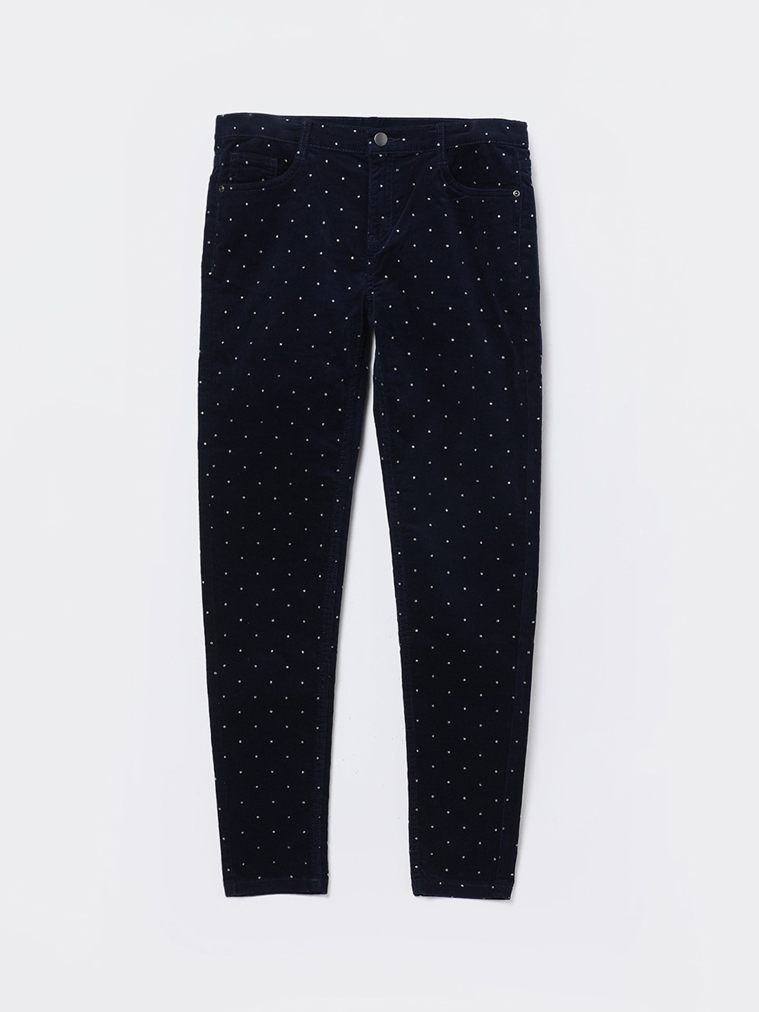 

Fame Forever by Lifestyle Boys Polka Dot Printed Mid Rise Trousers, Blue