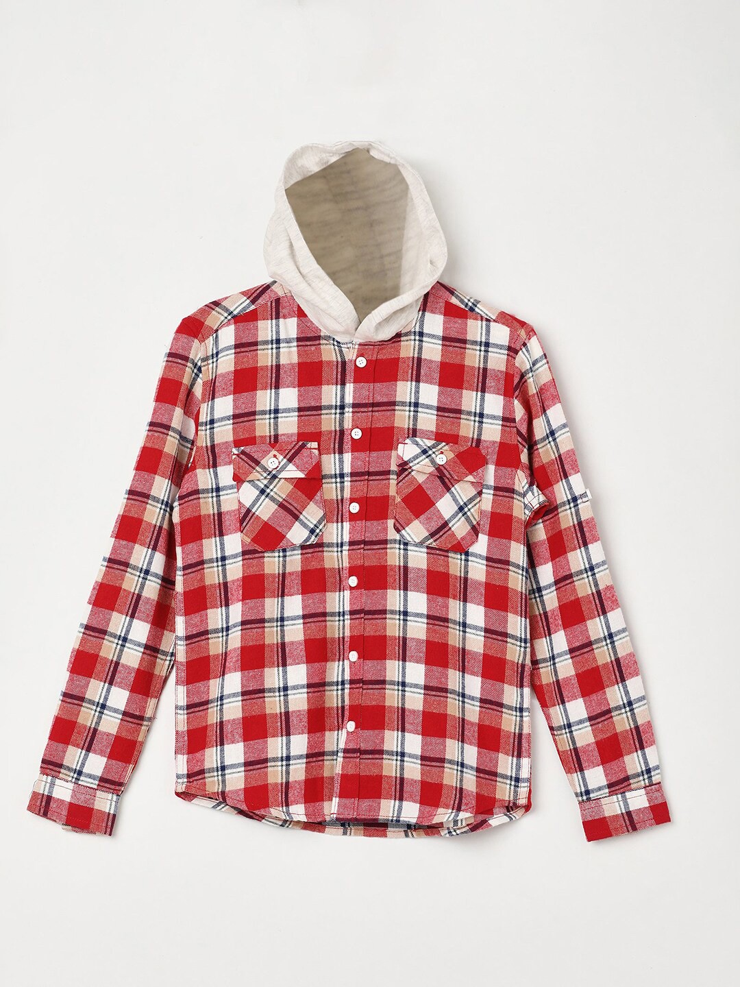 

Fame Forever by Lifestyle Boys Tartan Checked Pure Cotton Casual Shirt, Red