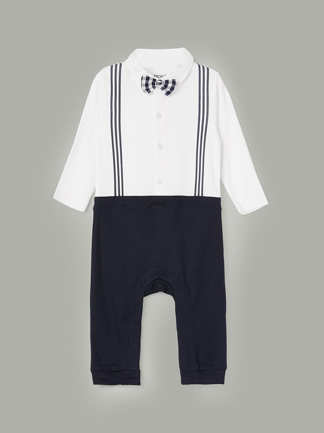 

Juniors by Lifestyle Infants Boys Pure Cotton Rompers, White