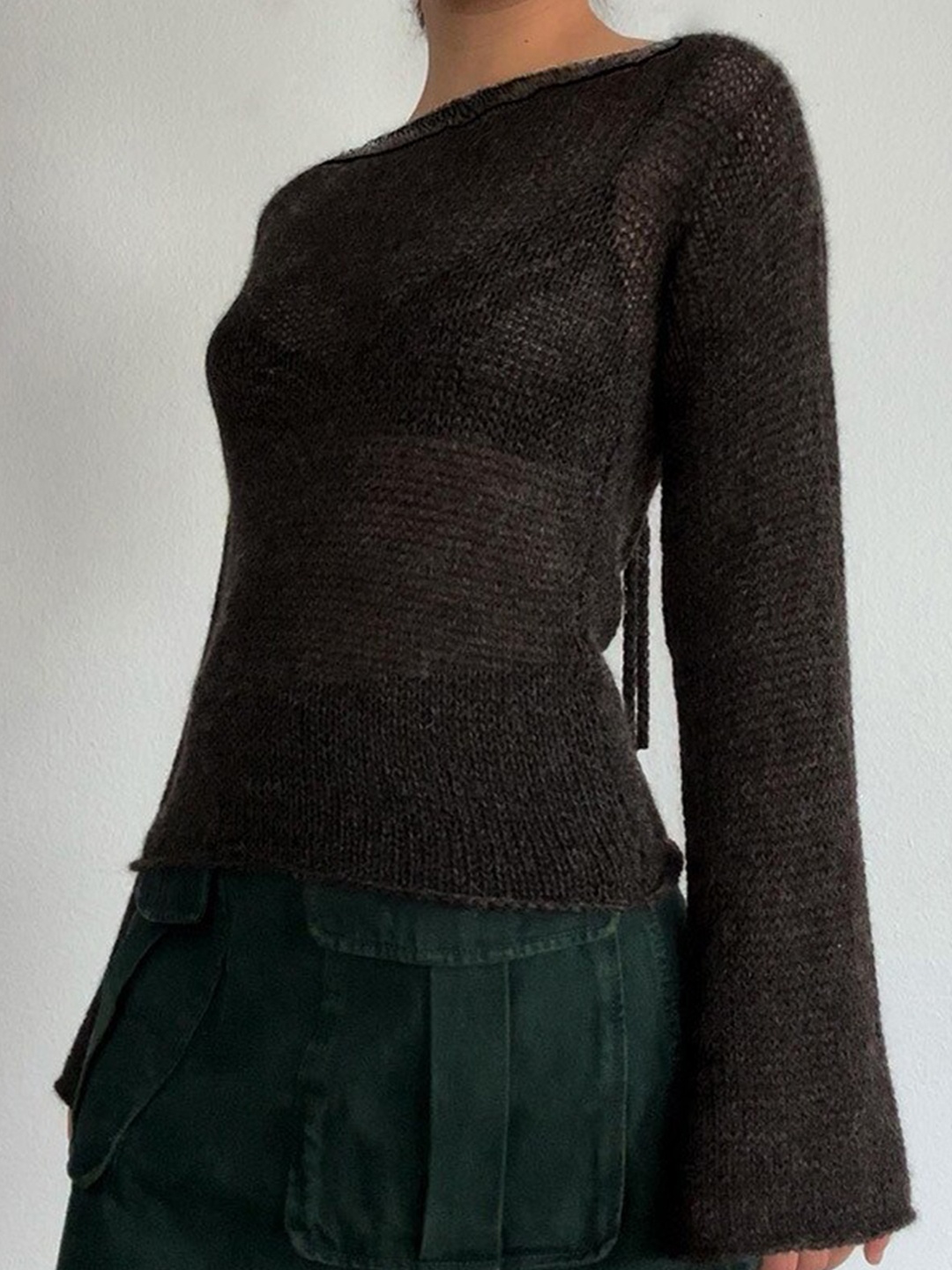 

StyleCast Black Open Knit Pullover Sweater
