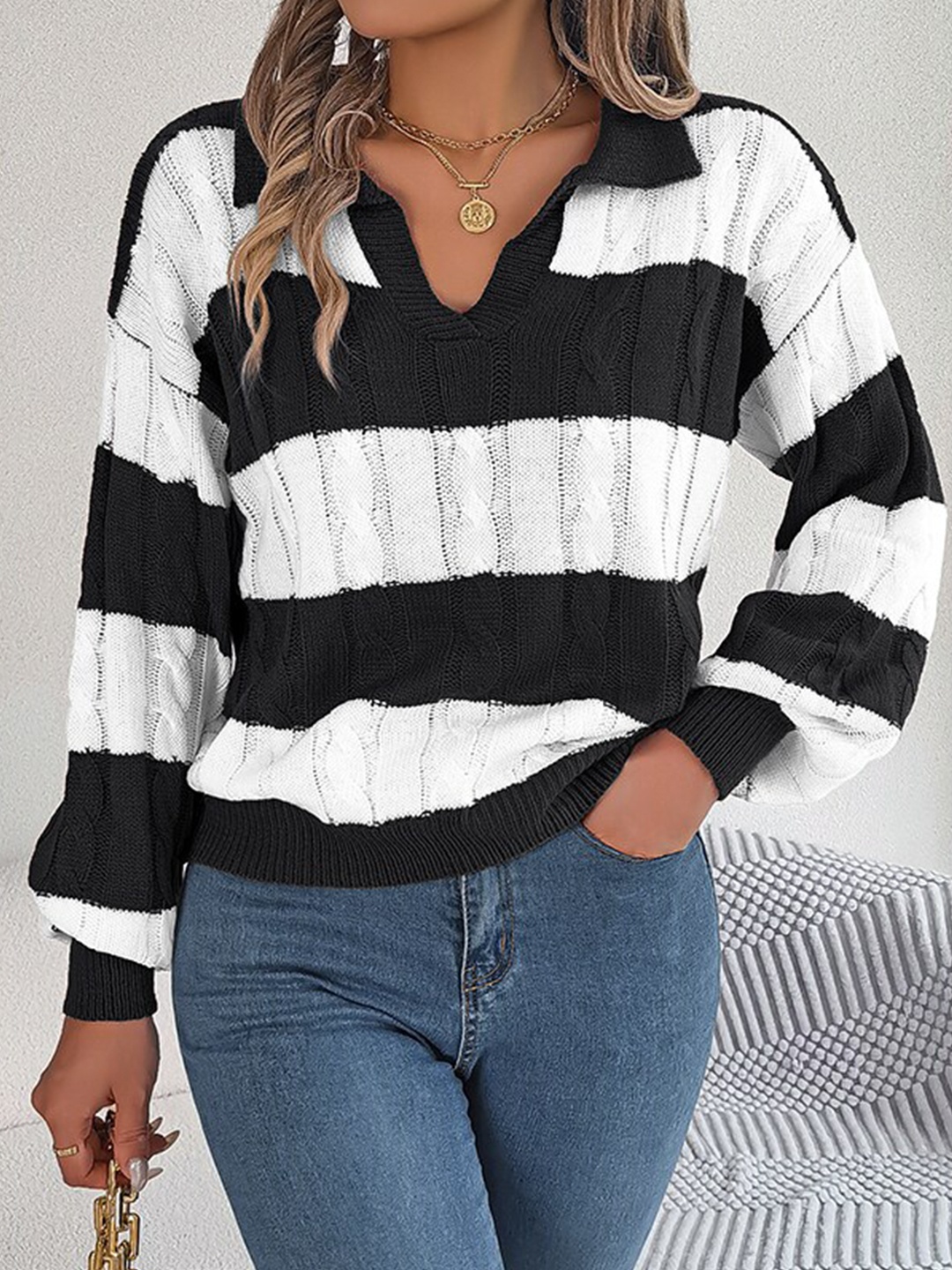 

StyleCast Black Cable Knit Acrylic Pullover
