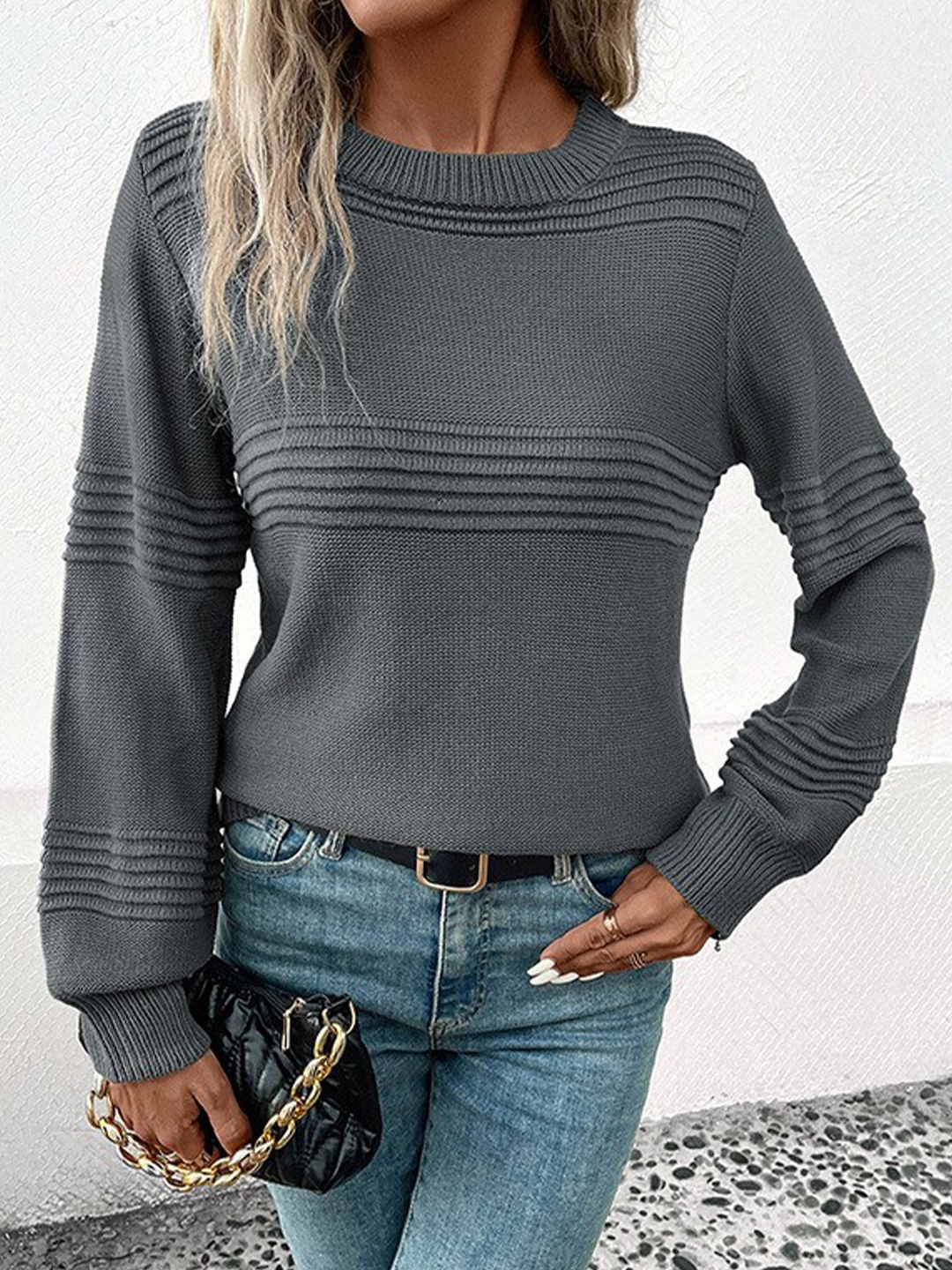 

StyleCast Grey Cable Knit Long Sleeves Acrylic Pullover