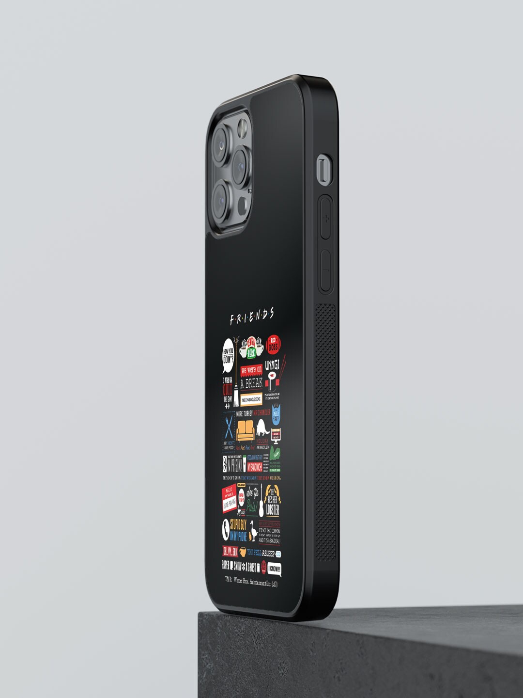

macmerise Friends Infographic Typography Printed iPhone 12 Pro Max Bumper Phone Back Cover, Black