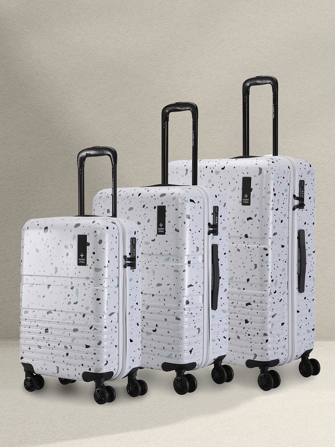 

Nasher Miles Set of 3 Printed Hard-sided Trolley Bag, Black
