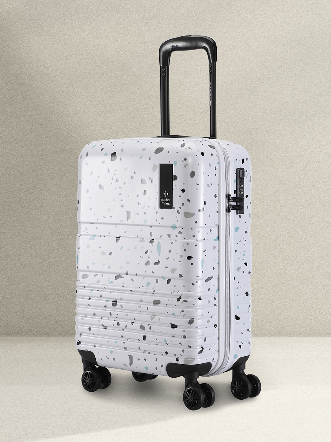 

Nasher Miles Terrazzo Polycarbonate Cabin Black Trolley Bag - 20 inch (55cm)