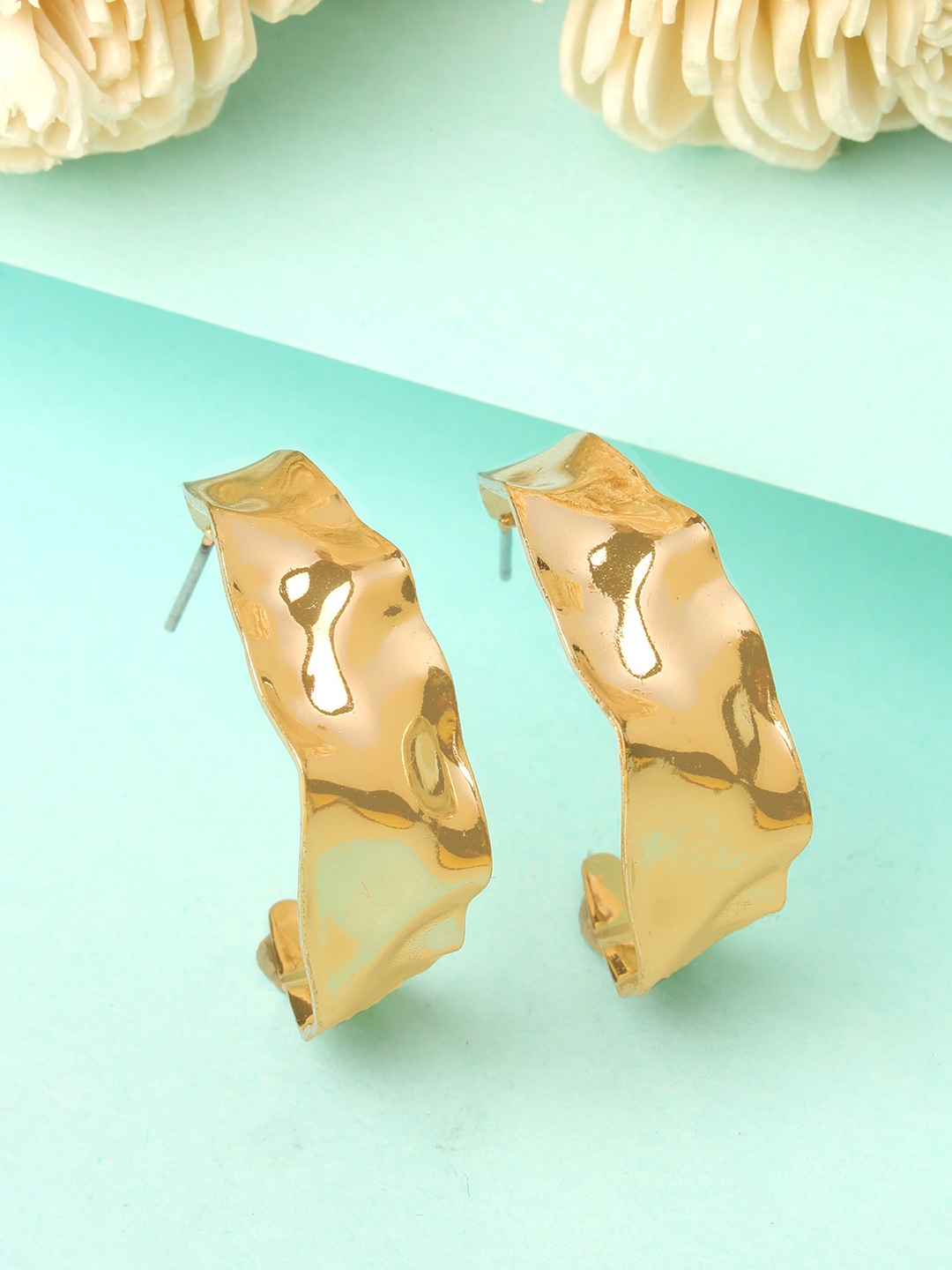 

Bohey by KARATCART Gold-Plated Half Hoop Earrings