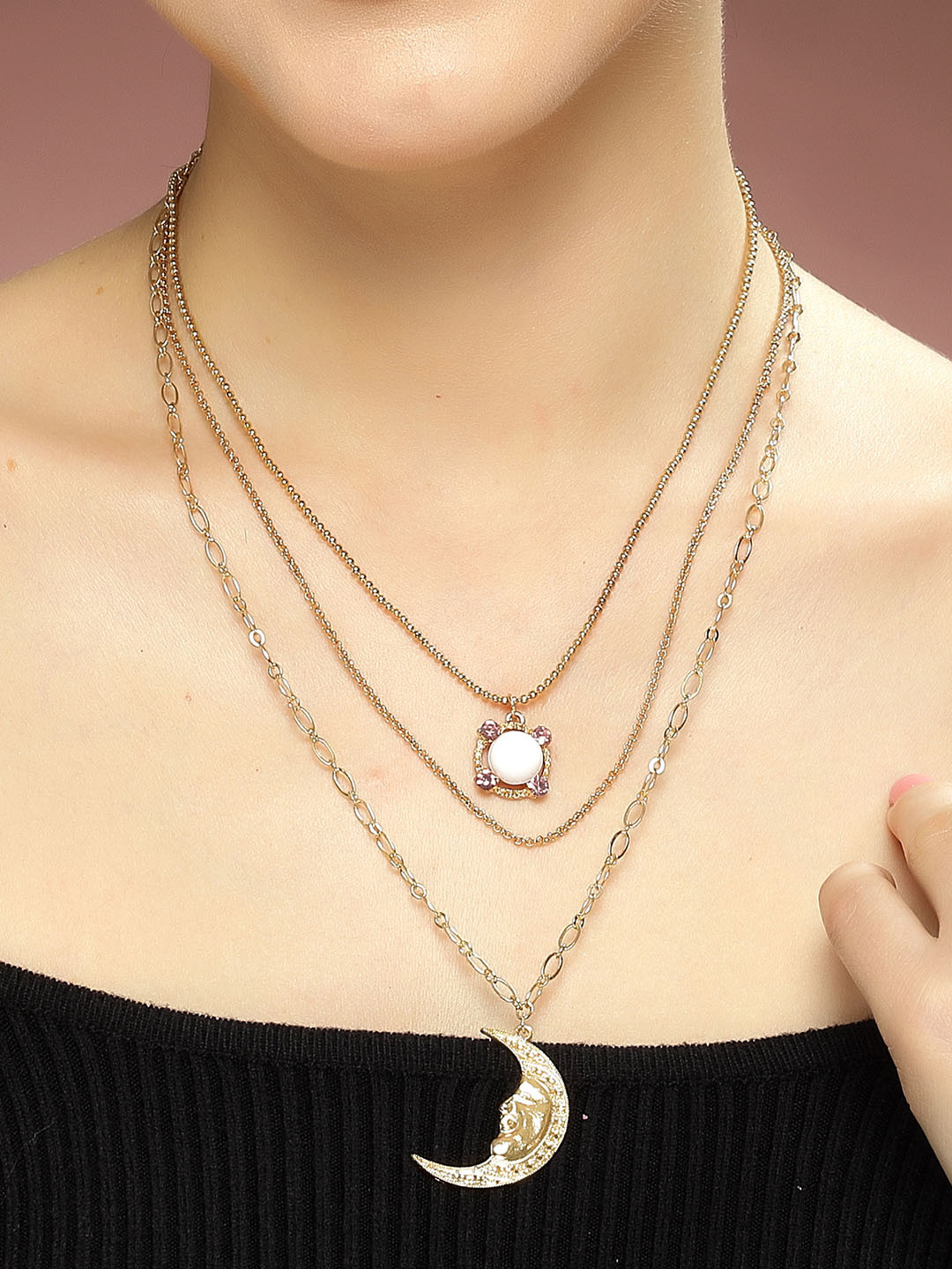 

Bohey by KARATCART Gold-Plated Layered Chain