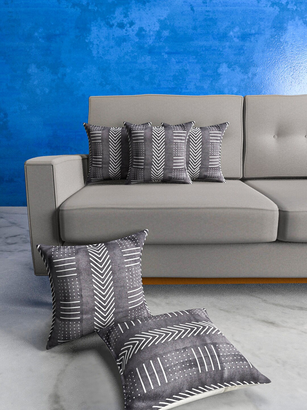 

Urban Magic White & Black 5 Pcs Geometric Square Cushion Covers