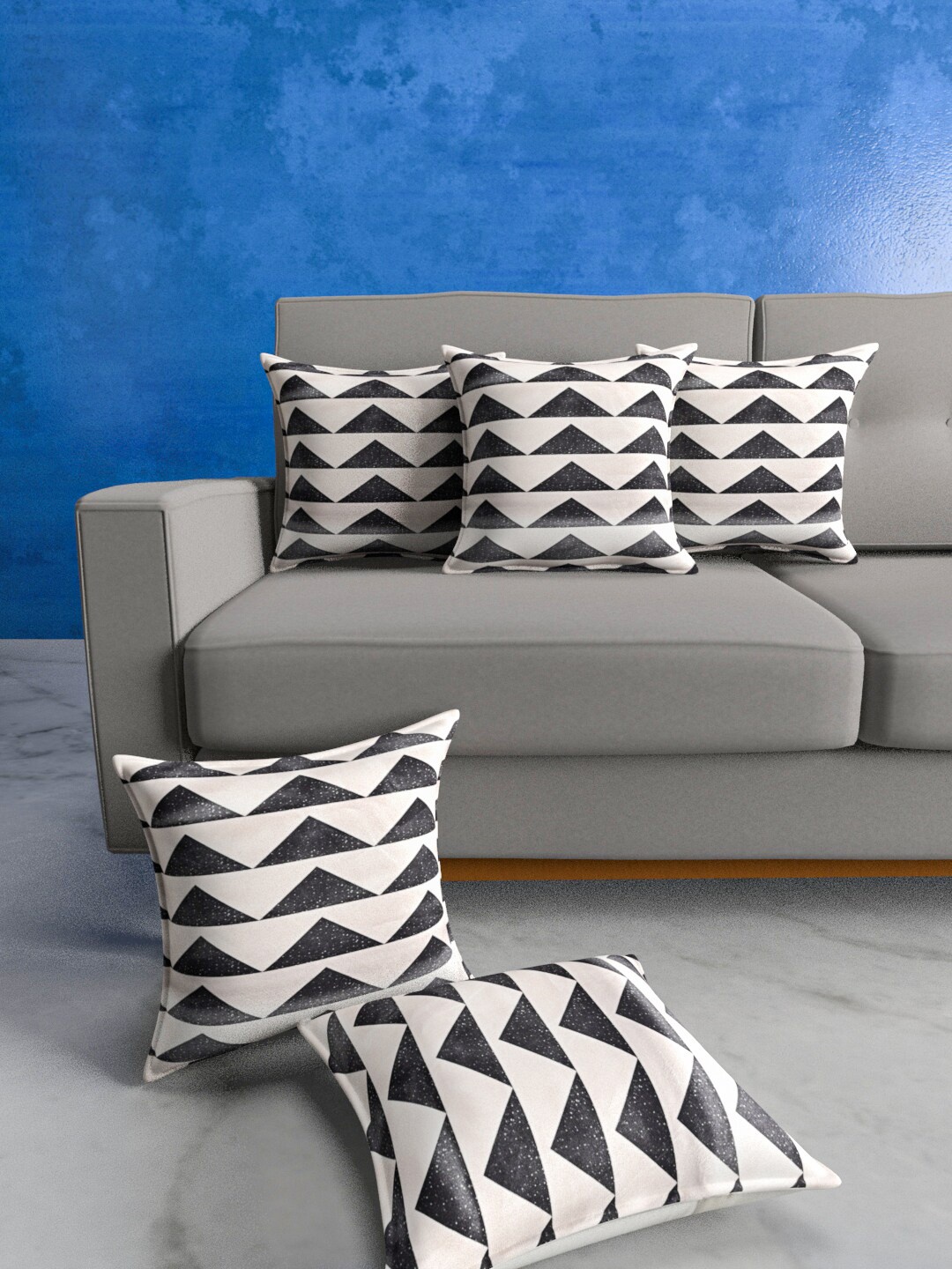 

Urban Magic Off White & Black 5 Pcs Geometric Square Cushion Covers