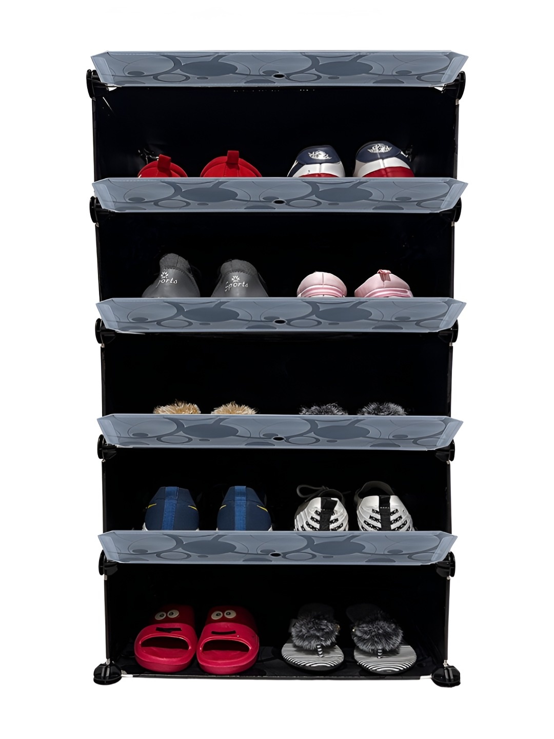 

Urban Choice Transparent & Black Printed 5 layer Shoe Rack