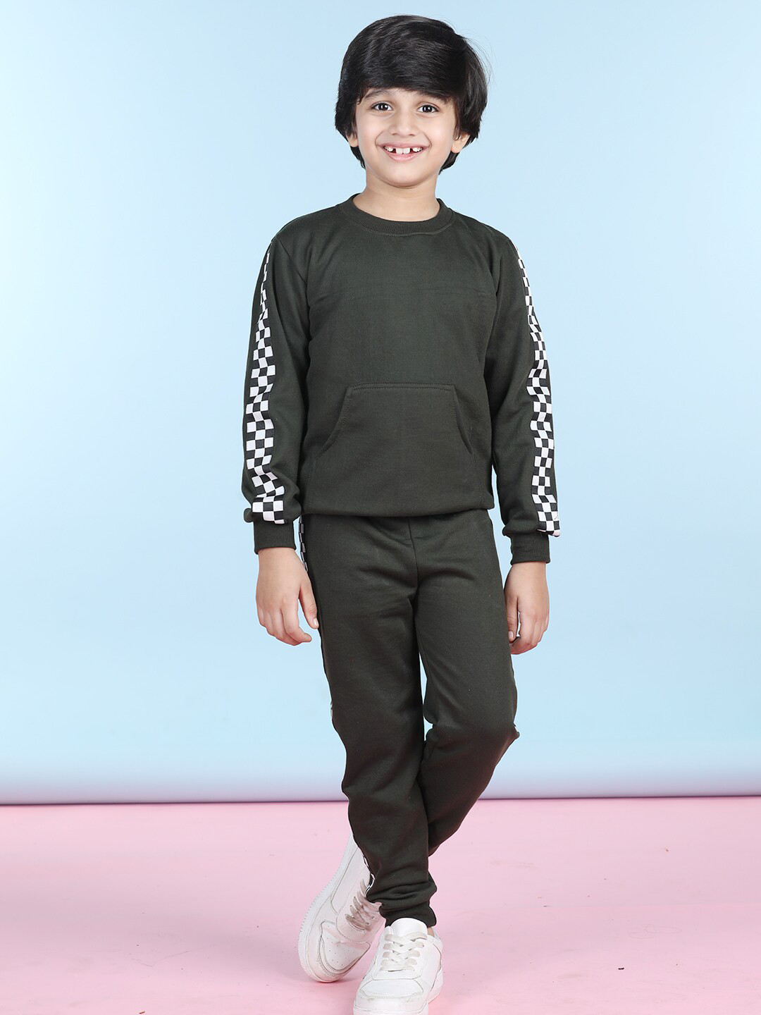 

Cutiekins Boys Round Neck Fleece Tracksuit, Green