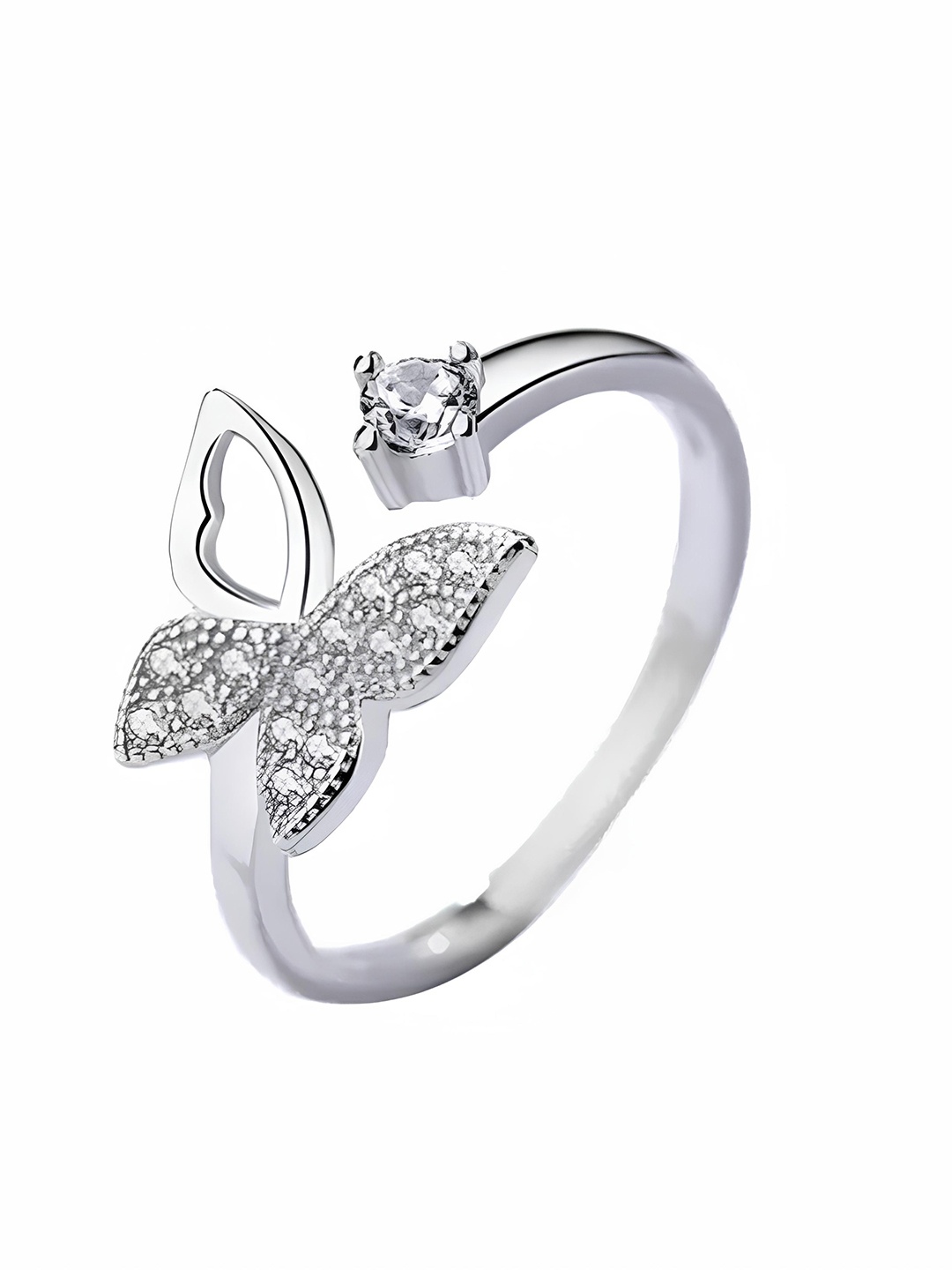 

KARISHMA KREATIONS Silver-Plated CZ-Studded Adjustable Finger Ring