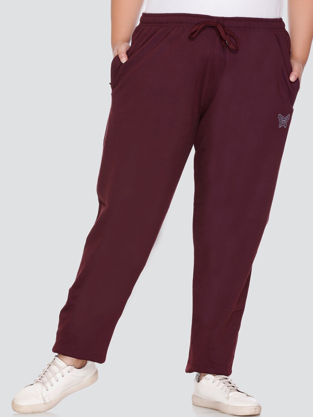 

CUPID Women Plus Size Cotton Fleece Winter Wear Track Pants, Maroon