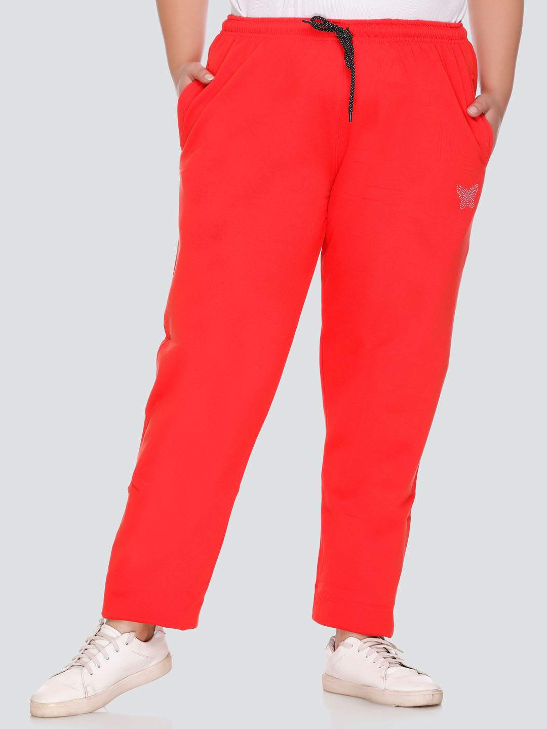 

CUPID Women Plus Size Cotton Fleece Winter Wear Track Pants, Red