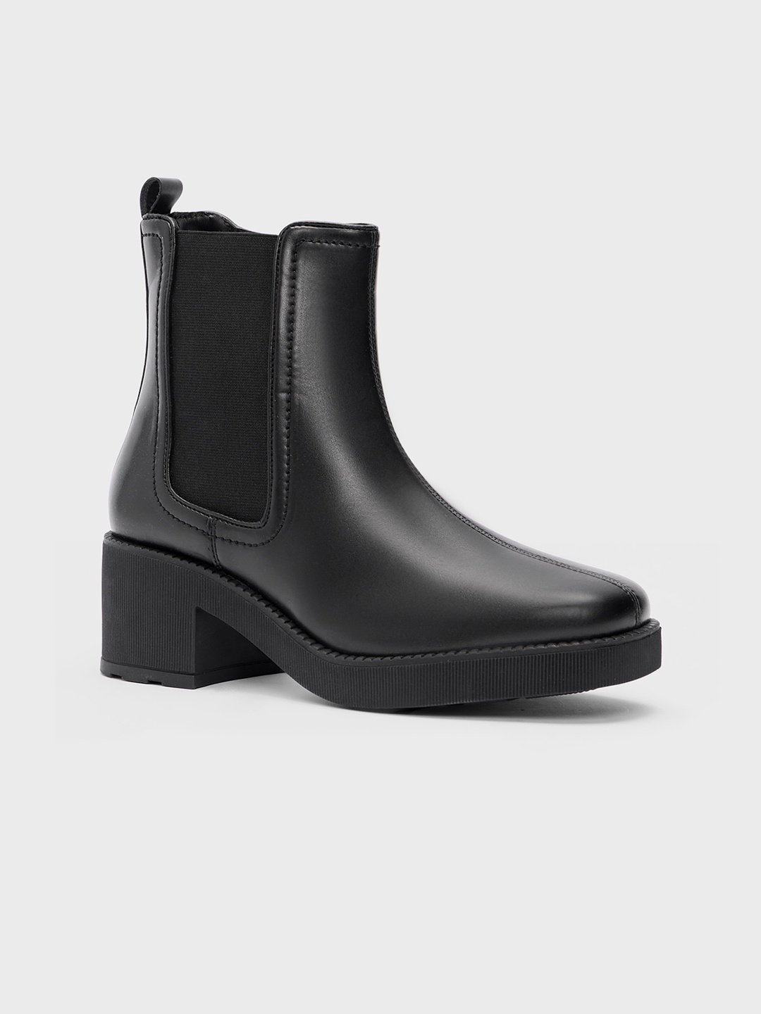 

20Dresses Women Black Block Heeled Mid-Top Chelsea Boots