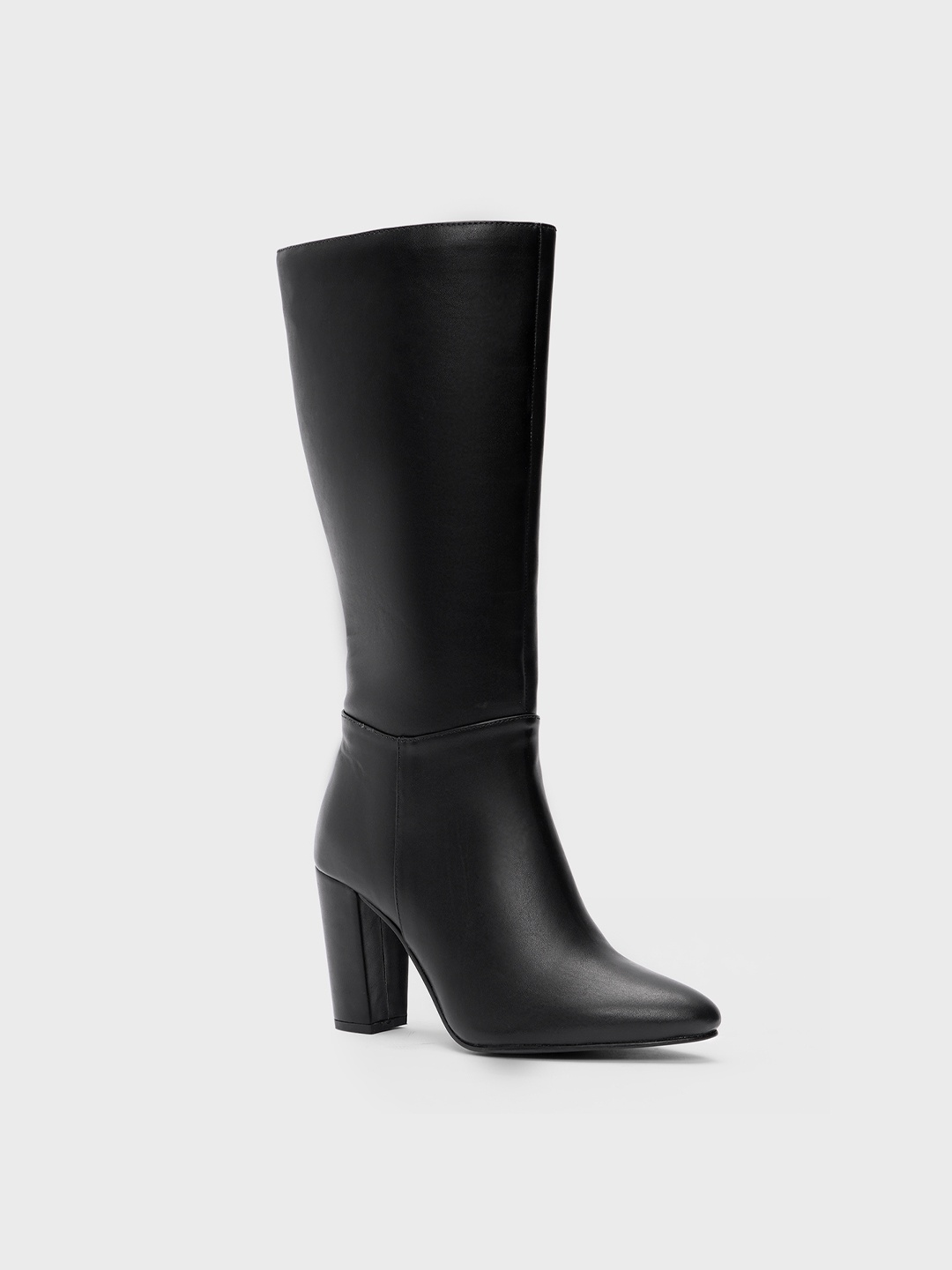 

20Dresses Women Block Heeled Pointed Toe High-Top Regular Boots, Black