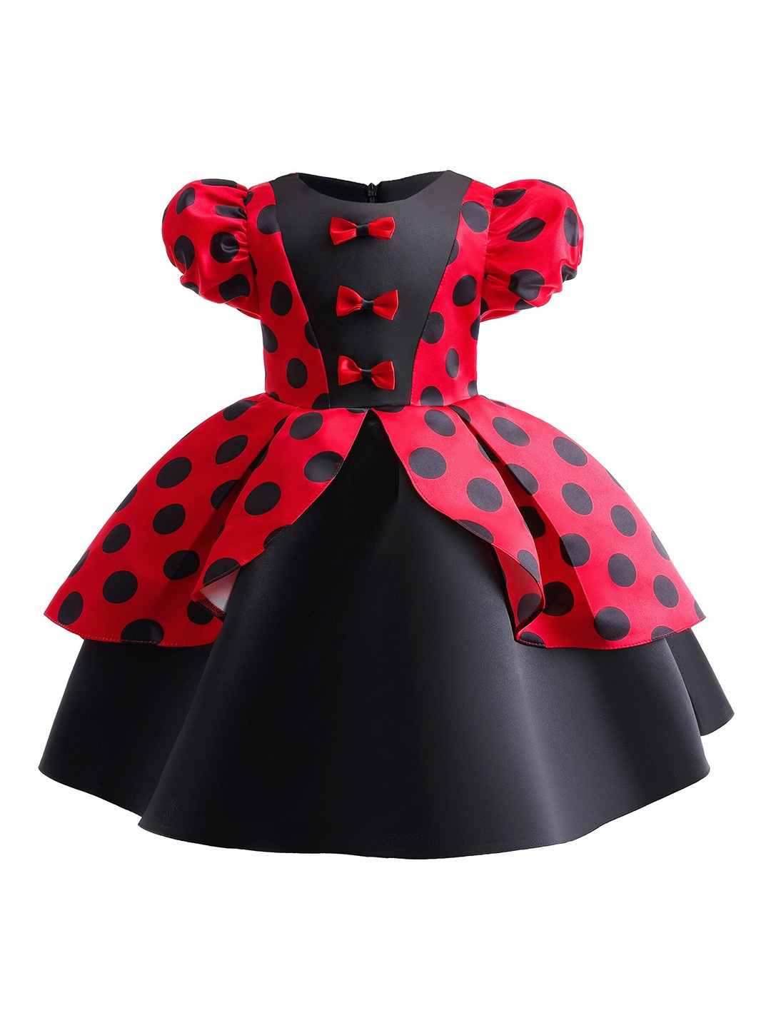 

StyleCast Black Girls Polka Dot Print Puff Sleeve Fit and Flare Dress