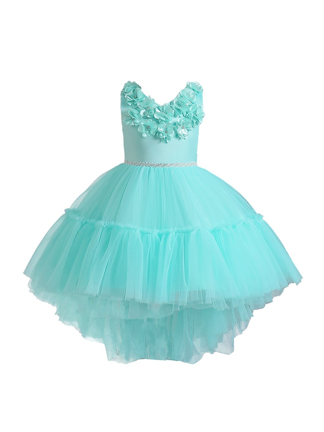 

StyleCast Green Embellished V-Neck Sleeveless Tiered Balloon Maxi Dress