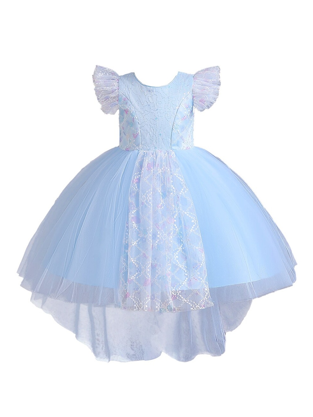 

StyleCast Blue Self Design Gathered Balloon Maxi Dress