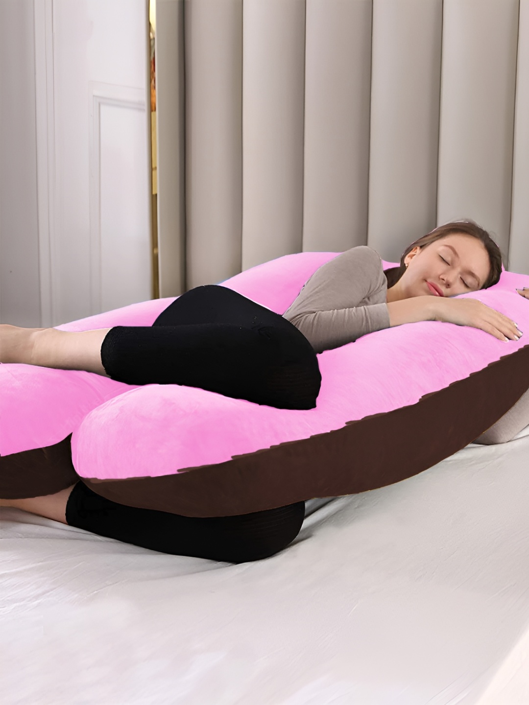 

DADDY COOL Pink & Brown Fibre Filled Faux Velvet Breathable Maternity Pillow