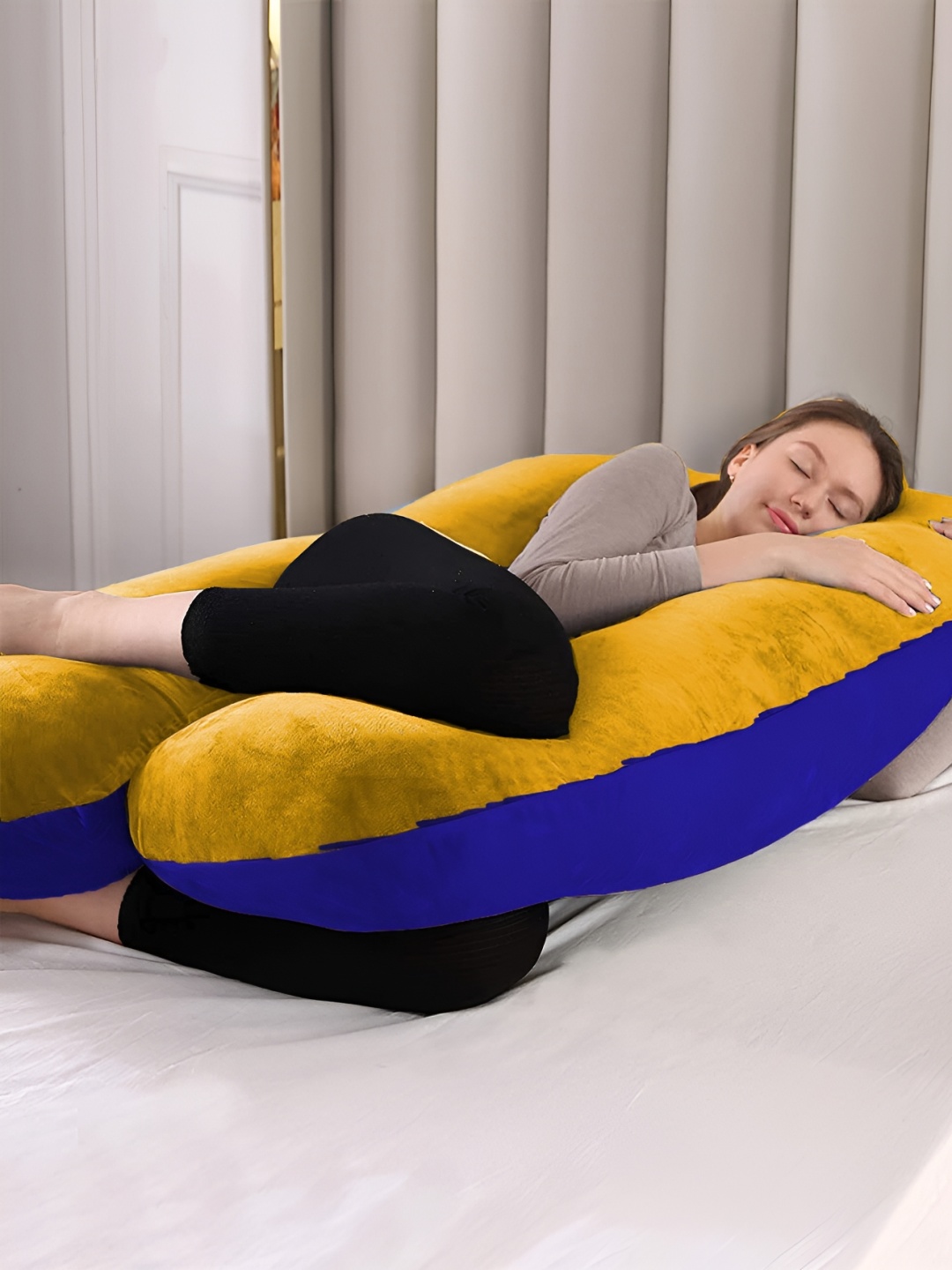 

DADDY COOL Gold-Toned & Blue Fibre Filled Faux Velvet Breathable Maternity Pillow