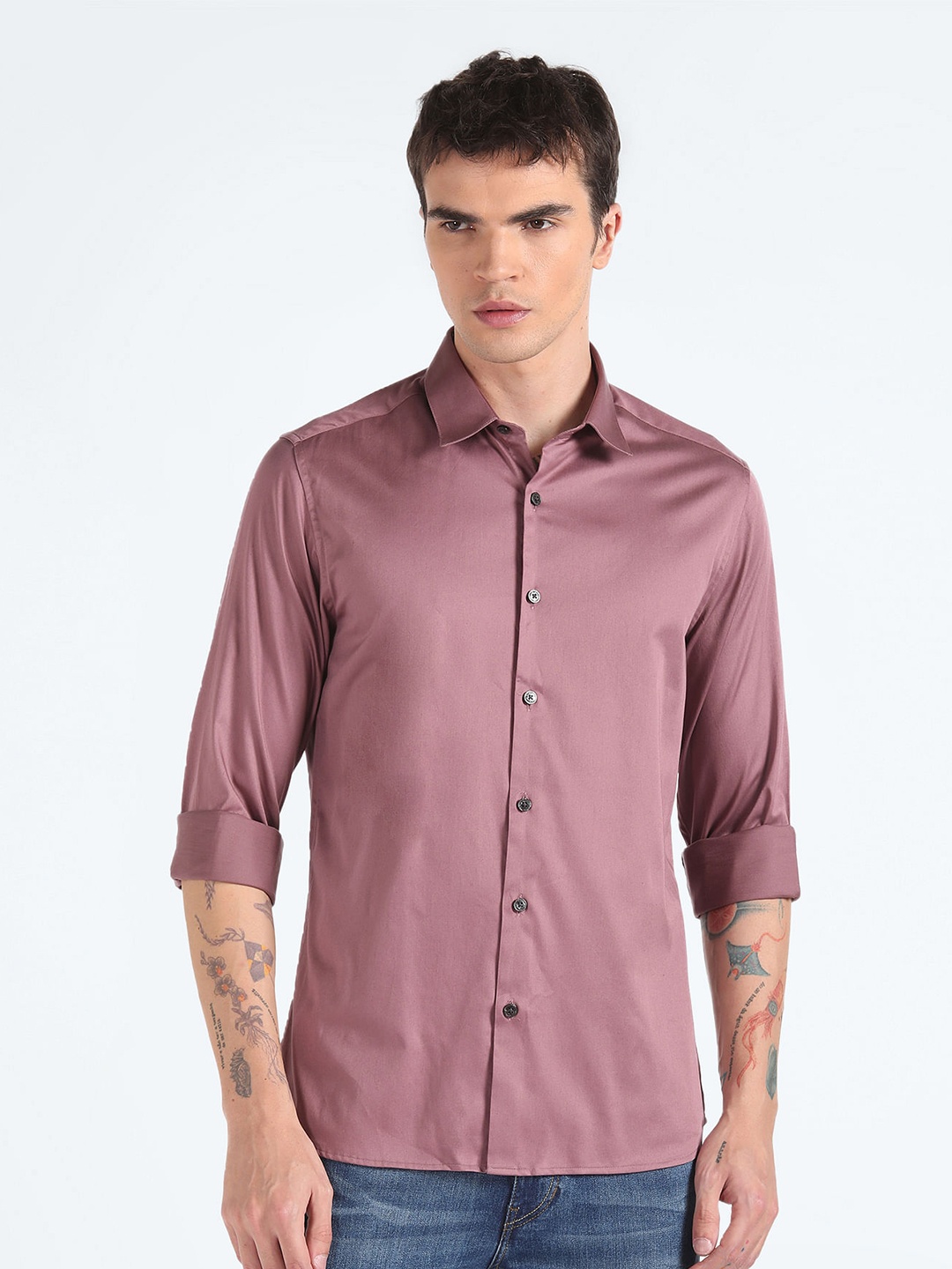 

Flying Machine Slim Fit Spread Collar Casual Shirt, Pink