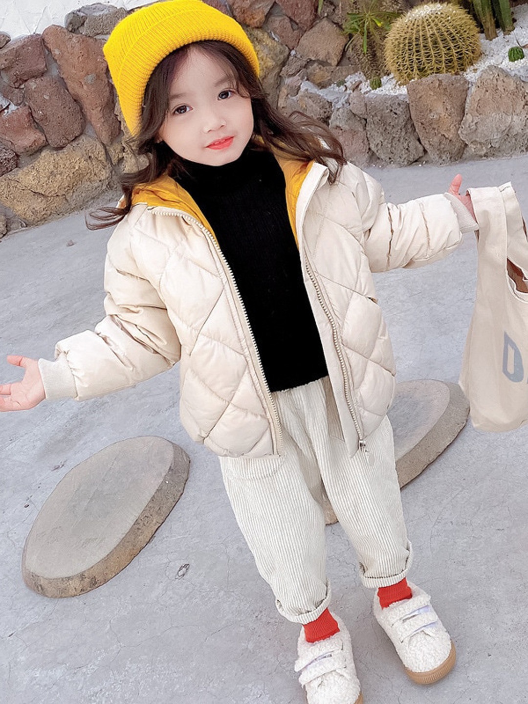 

StyleCast Kids Off White Faux Fur Trim Hooded Insulator Padded Jacket