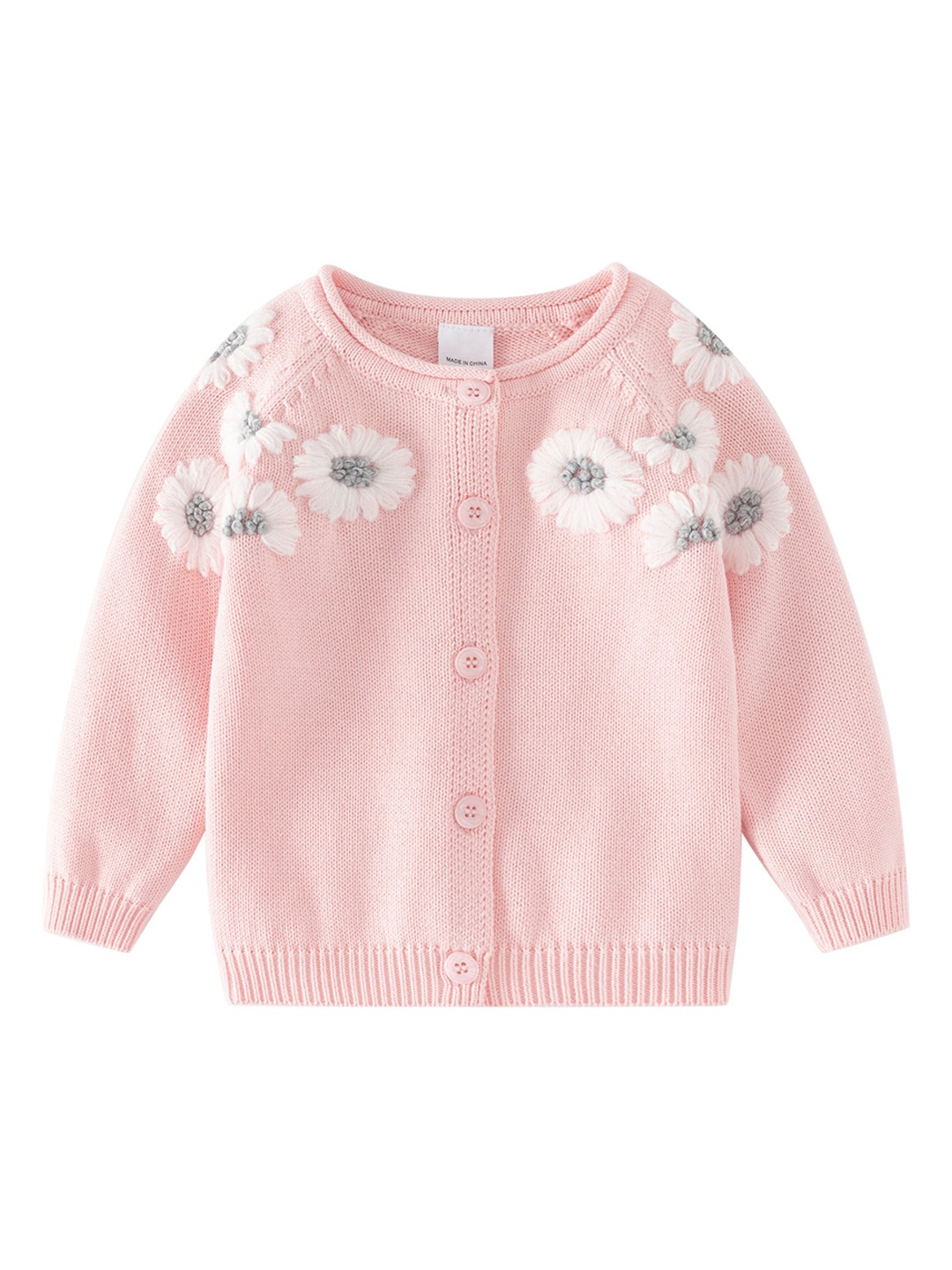 

StyleCast Girls Pink Floral Embroidered Collarless Cotton Tailored Jacket