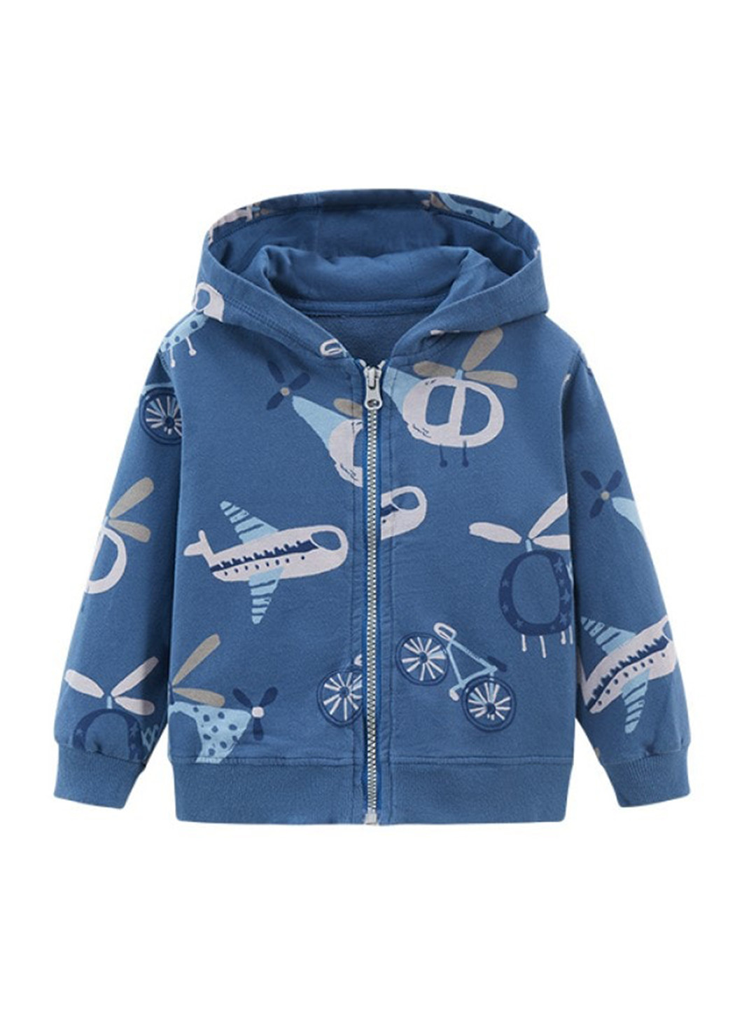 

StyleCast Boys Blue Conversational Printed Hooded Cotton Bomber Jacket