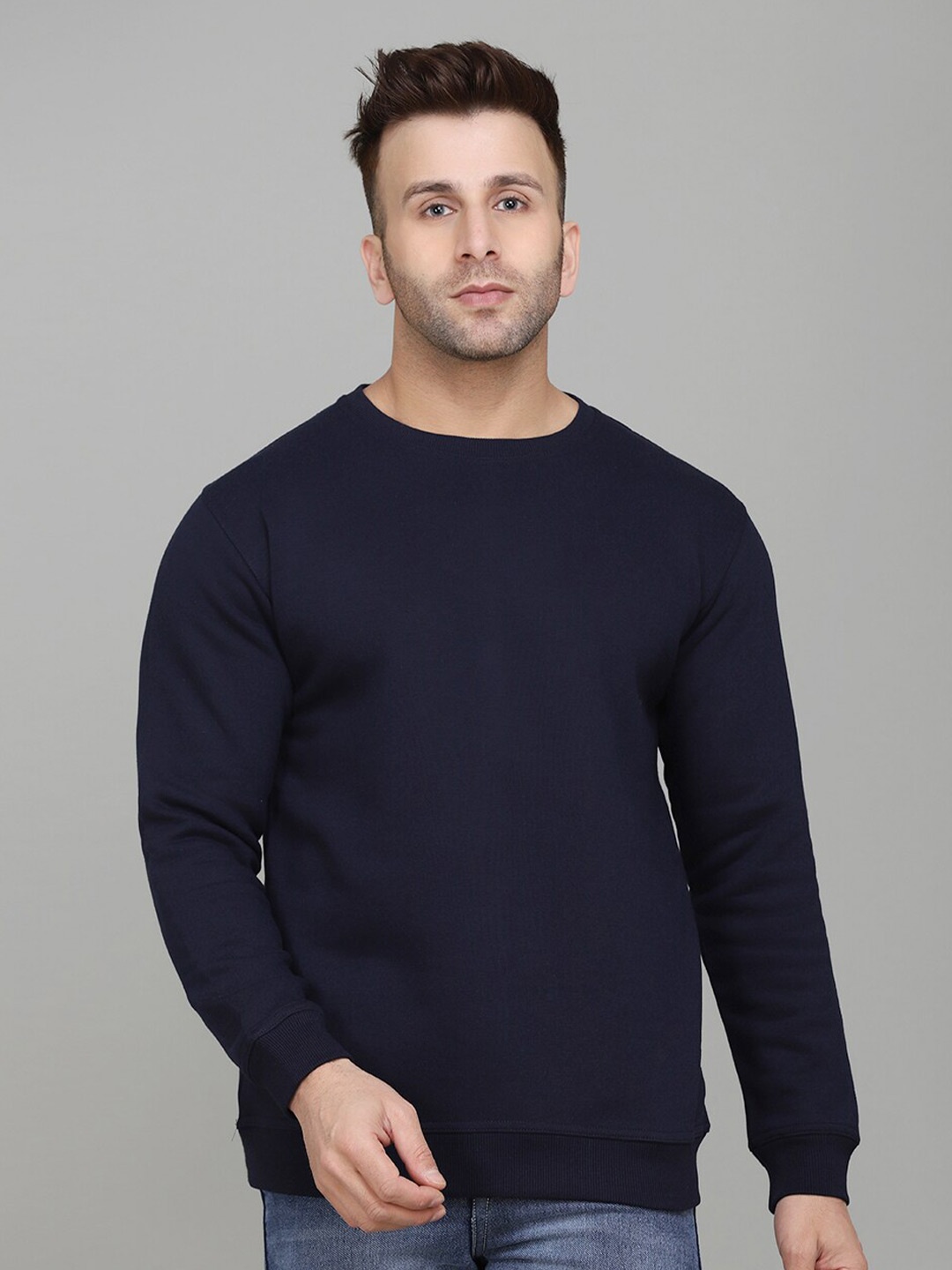 

SLOWLORIS Long Sleeves Cotton Sweatshirt, Navy blue