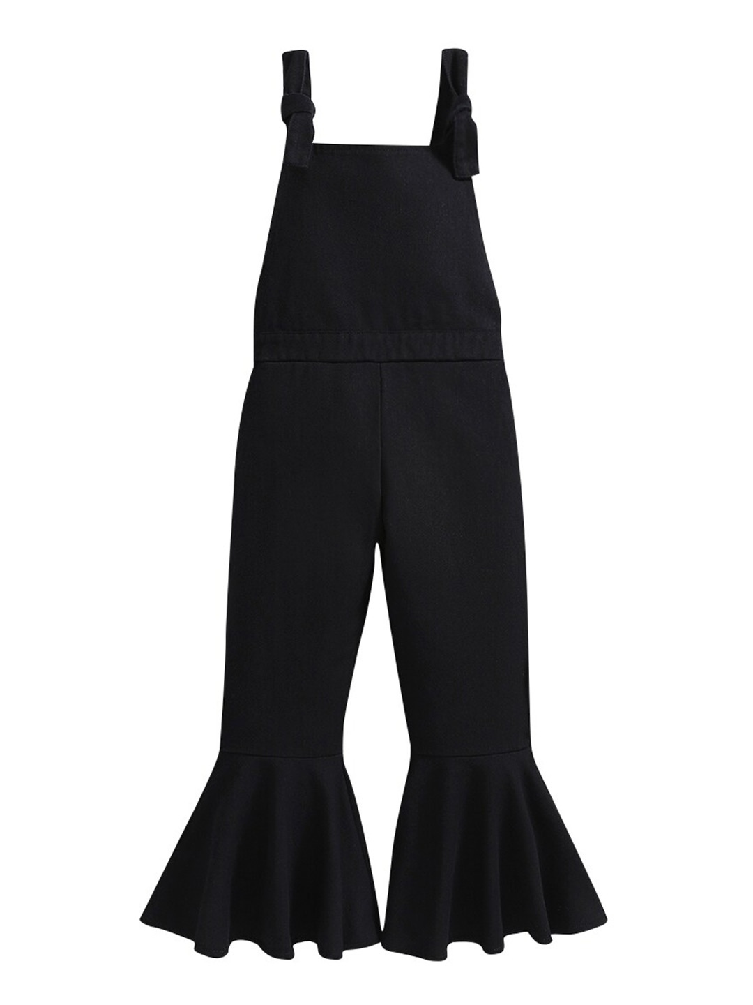 

StyleCast Girls Black Shoulder Straps Sleeveless Ruffled Capri Jumpsuit