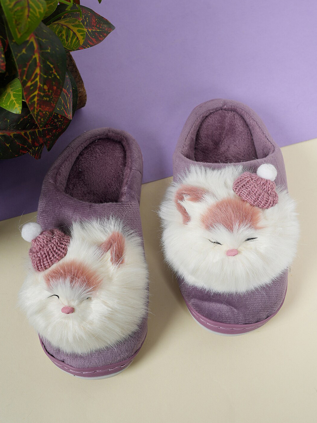 

Walkfree Women Self Design Room Slippers, Purple