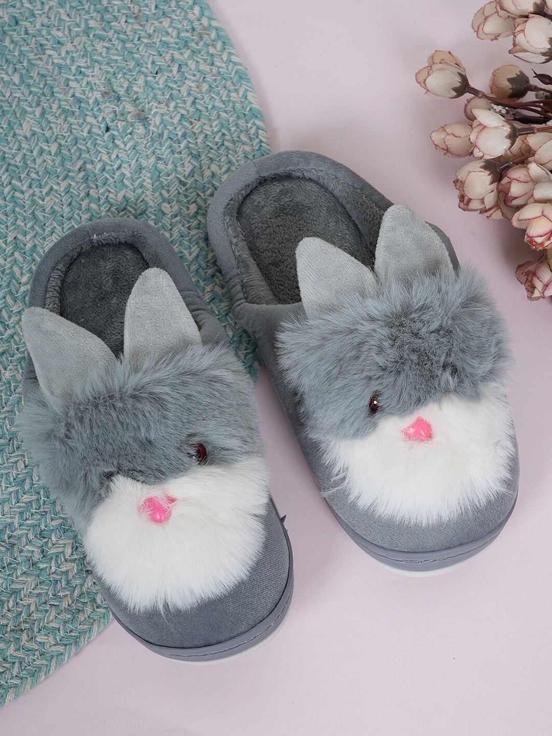 

Walkfree Women Self Design Fur Durable Room Slippers, Grey