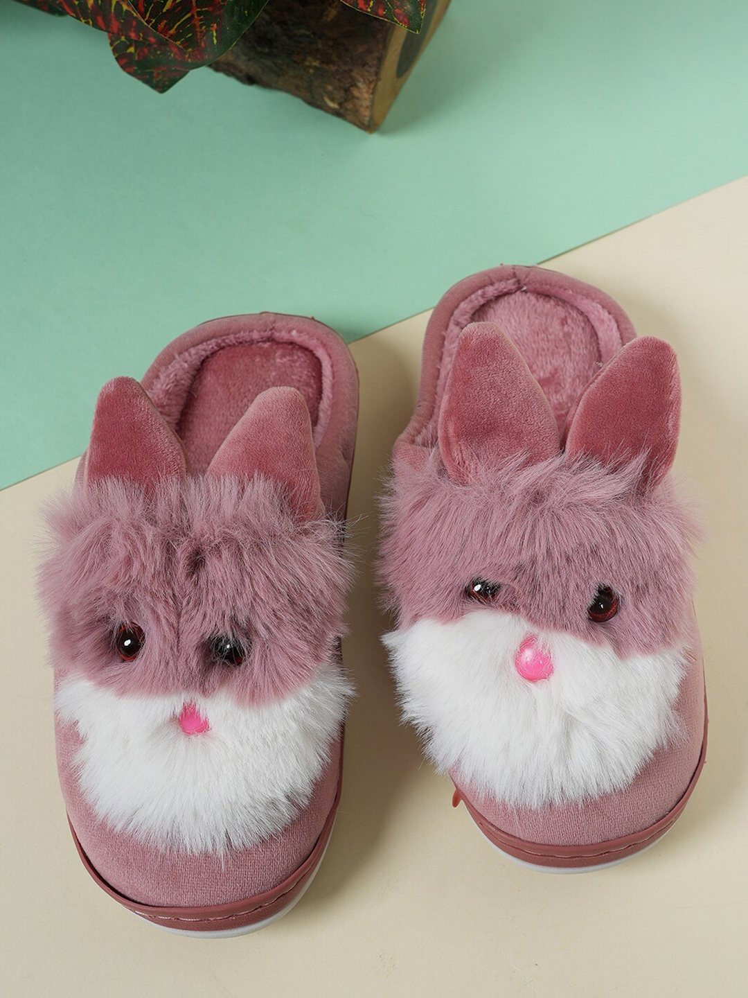 

Walkfree Women Self Design Fur Durable Room Slippers, Peach