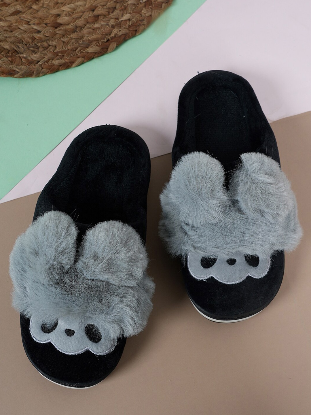 

Walkfree Women Self Design Room Slippers, Black