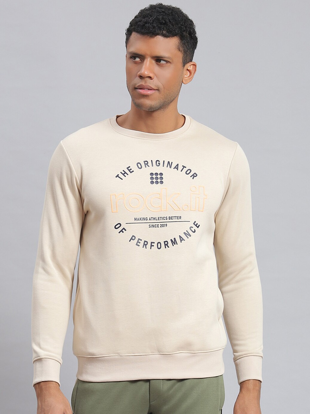 

rock.it Typography Printed Sweatshirt, Beige