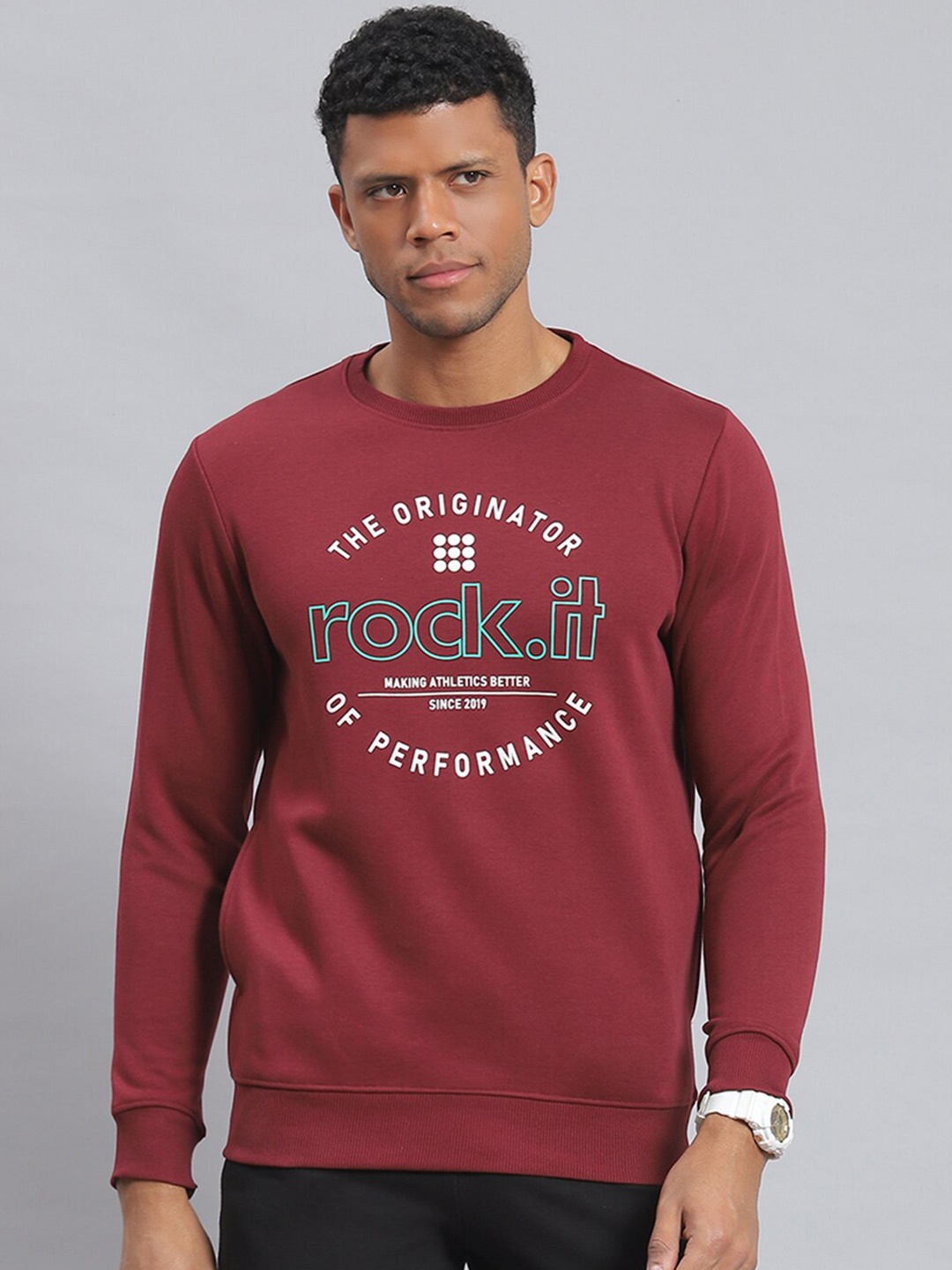 

rock.it Typography Printed Sweatshirt, Burgundy