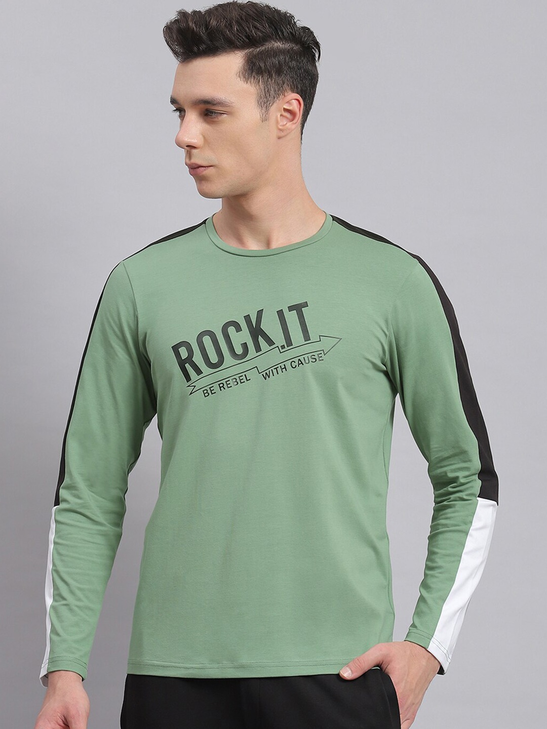 

rock.it Typography Printed Long Sleeves T-shirt, Green
