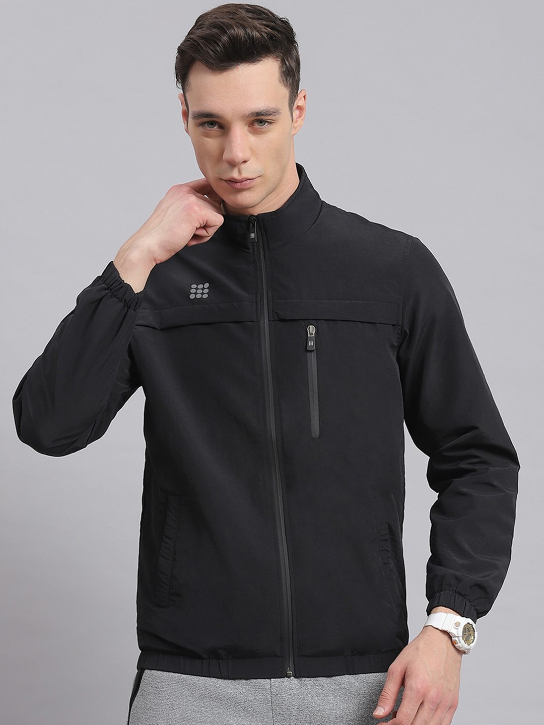 

rock.it Mock Collar Lightweight Open Front Jacket, Black