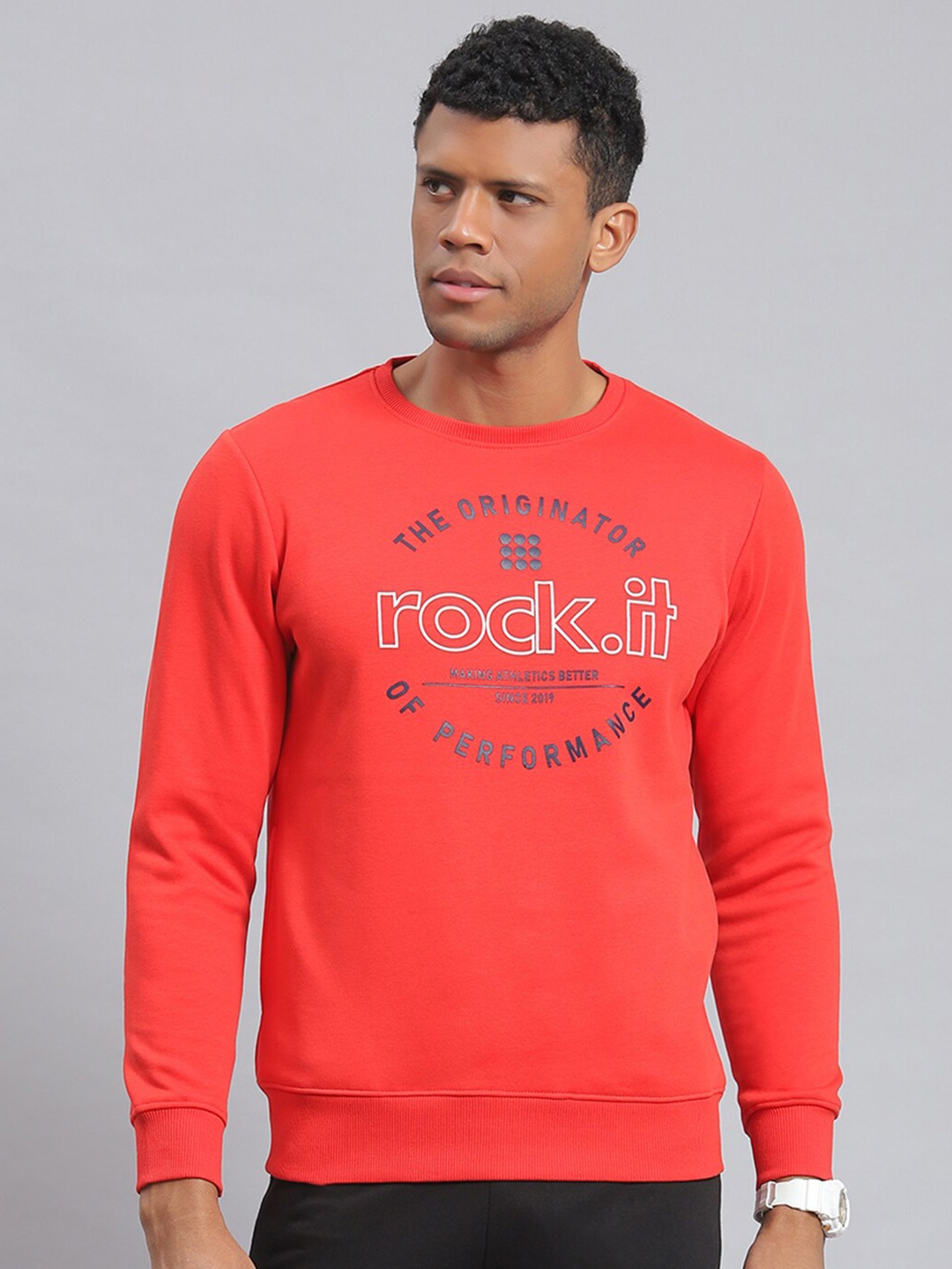 

rock.it Typography Printed Pullover Sweatshirt, Red