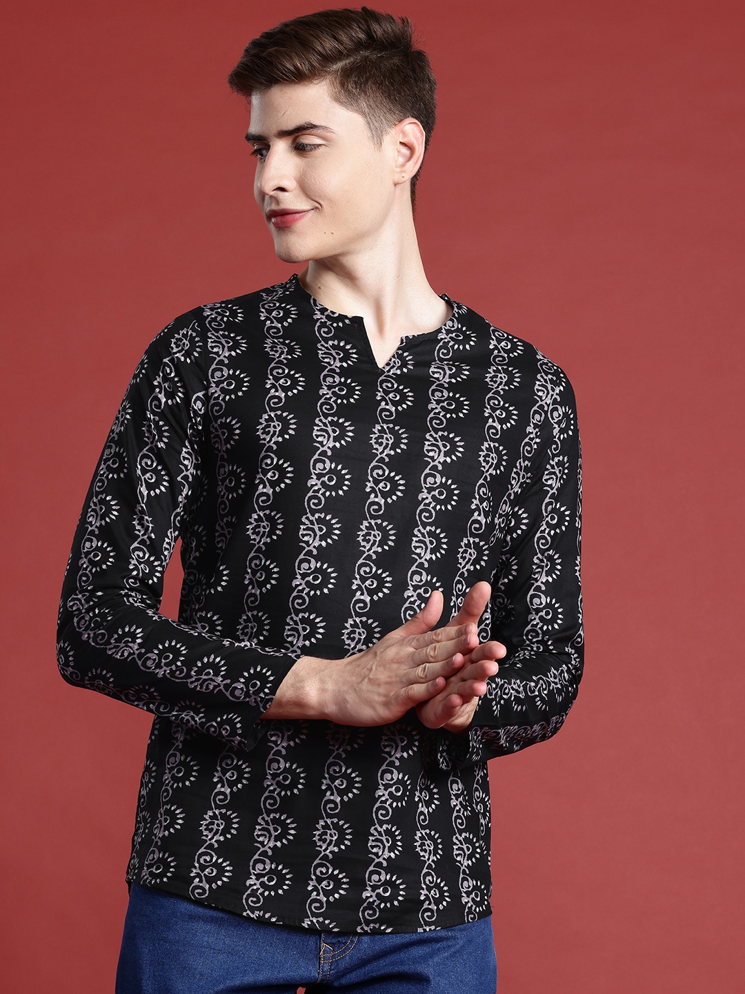 

Anouk Ethnic Motifs Printed Kurta, Black